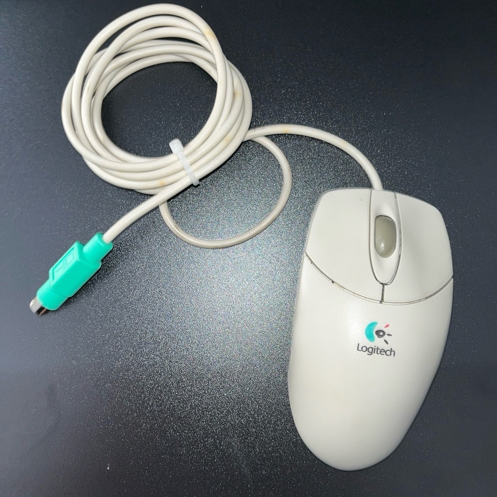 Vintage Logitech 2-Button Mechanical Trackball Mouse PS/2  M-S48 90s Retro